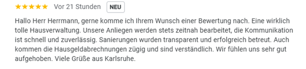 zweite 5 sterne bewertung herrmann hausverwaltung karlsruhe
