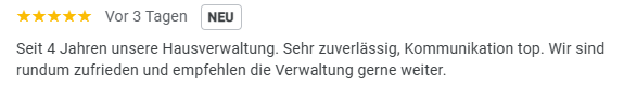 5 Sterne Bewertung für hausverwaltung herrmann
